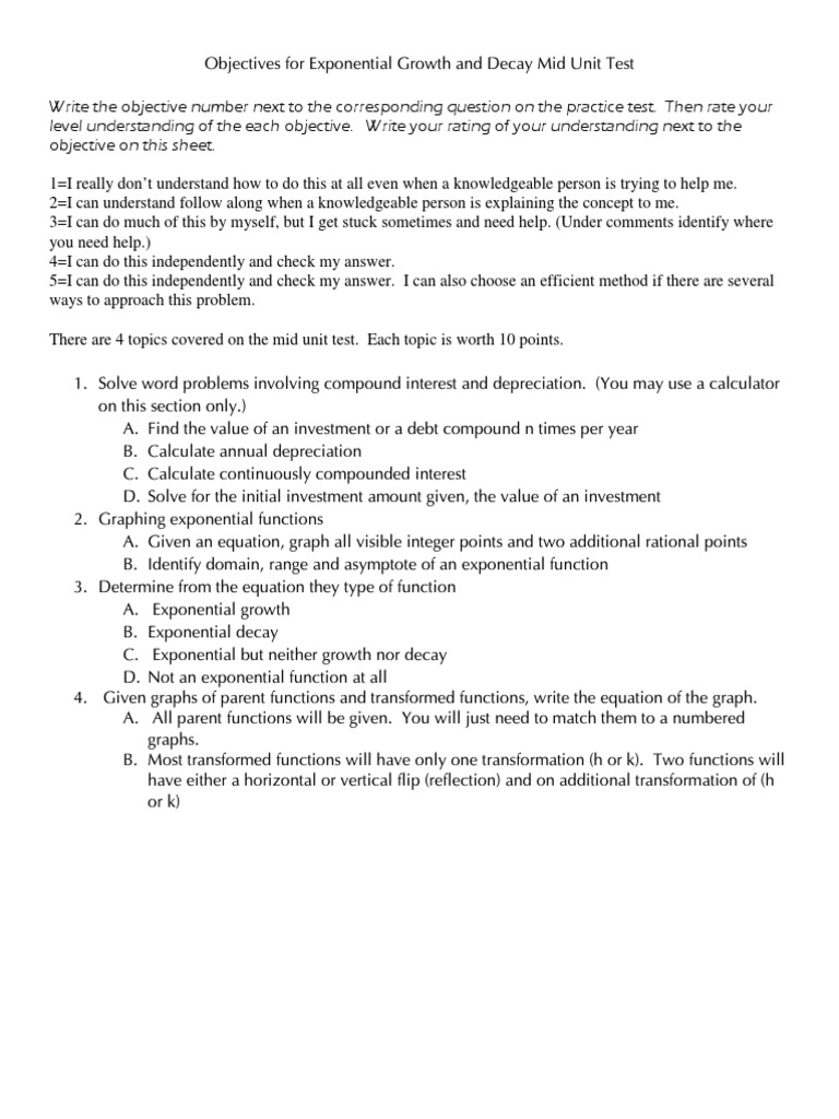 Mid unit practice test and objectives pdf function mathematics