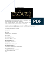 And The Oscars 2016 Award Goes To.... : Monday, 29 February 2016