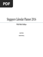 Printable 2016 Singapore Calendar Planner Public Holidays