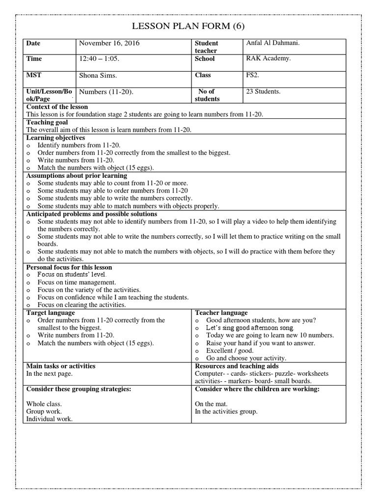 Lesson Plan Form 6 | PDF | Lesson Plan | Teachers