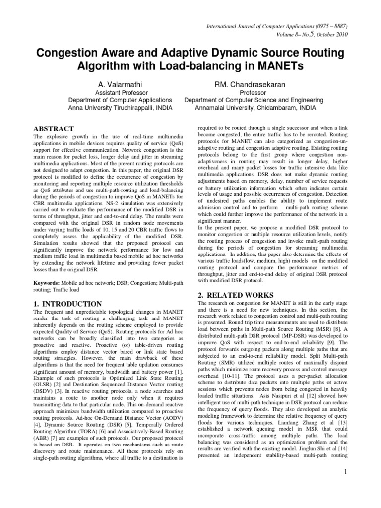 Congestion Aware and Adaptive Dynamic Source Routing Algorithm With ...