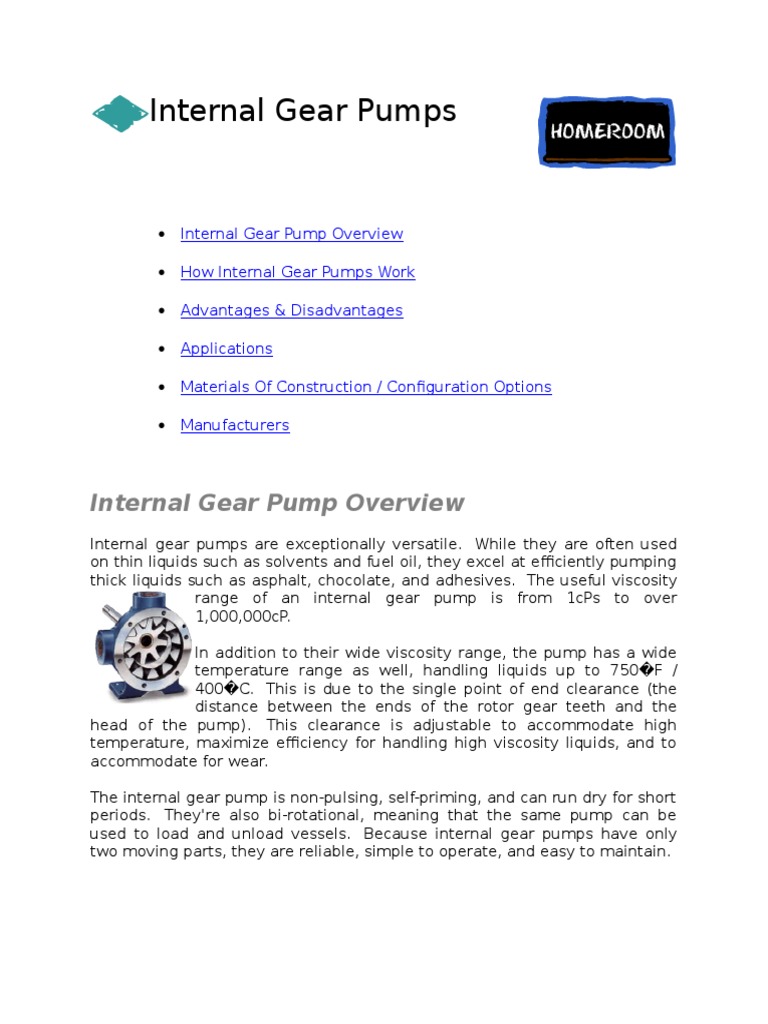 Internal External Gear Pumps | PDF | Pump | Gear