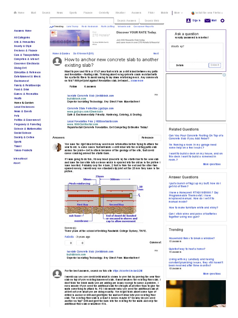 How To Anchor New Concrete Slab To Another Existing Slab PDF Concrete Manmade Materials
