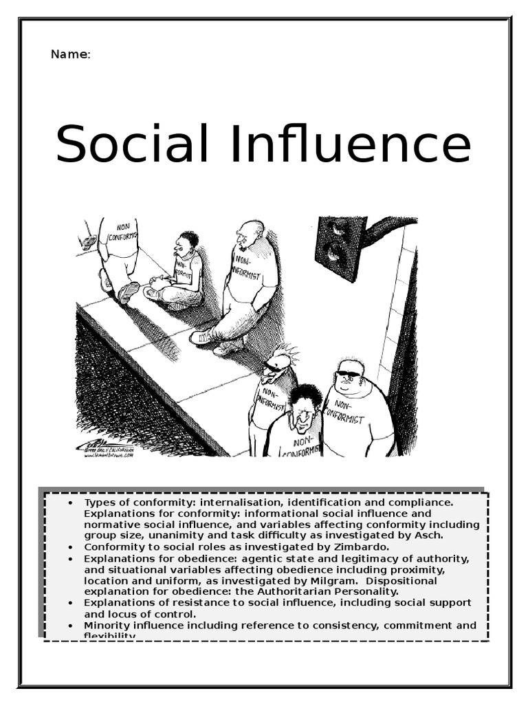AS Level Social Influence Guide | PDF | Conformity | Obedience (Human ...