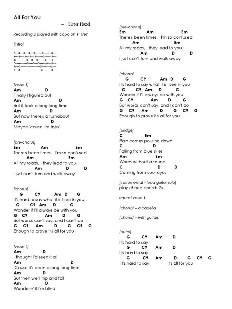 All For You Sister Hazel PDF