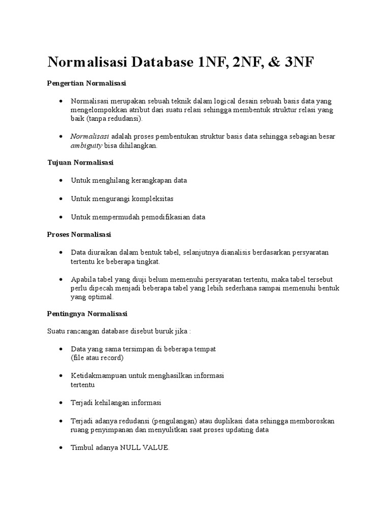 Normalisasi Database 1NF | PDF