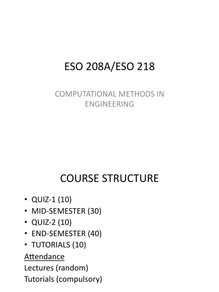 Eso 208A/Eso 218: Computational Methods in Engineering | PDF | Science ...