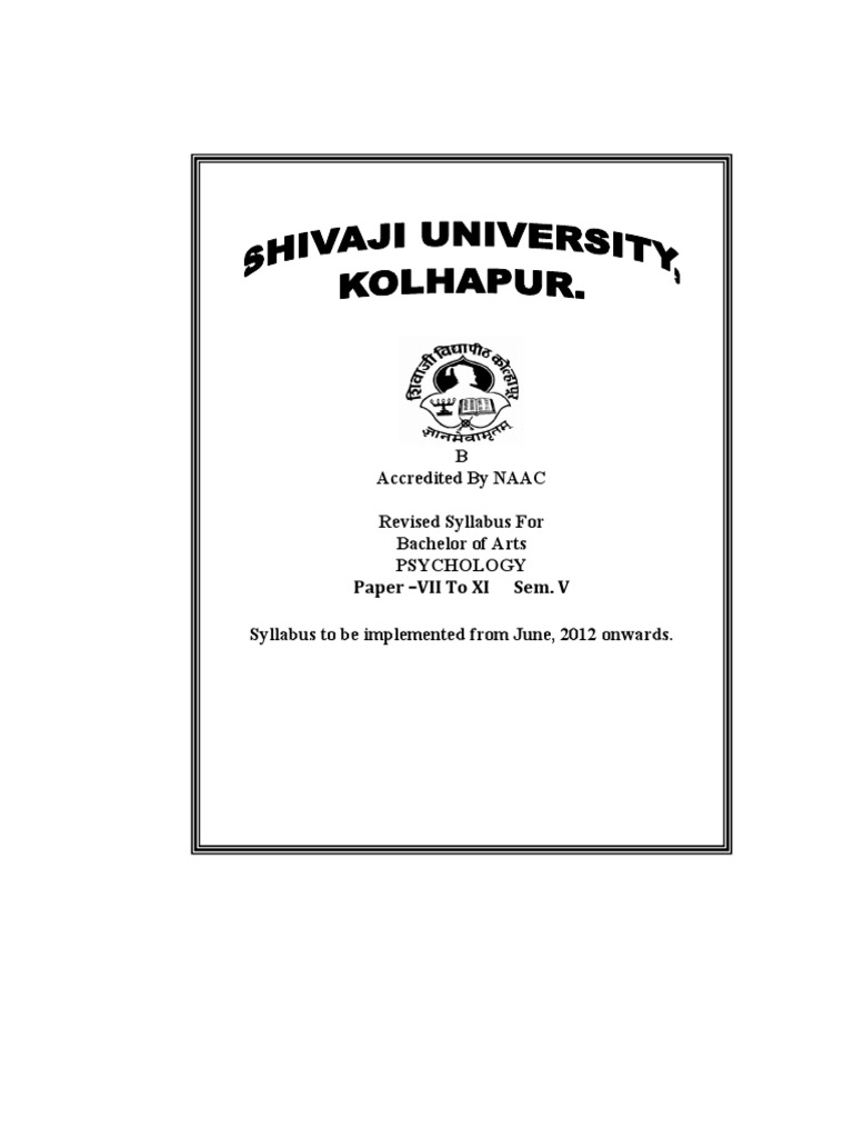 Revised Syllabus for Bachelor of Arts in Psychology (Part III