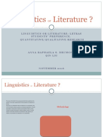 Linguistics Literature ?: Linguistics or Literature: Letras Students' Preference. Quantitative/Qualitative Research