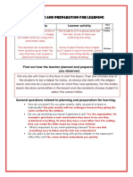 Teacher Activity Learner Activity: Planning and Preparation For Learning