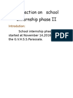 Reflection On School Internship Phase II: Introdution