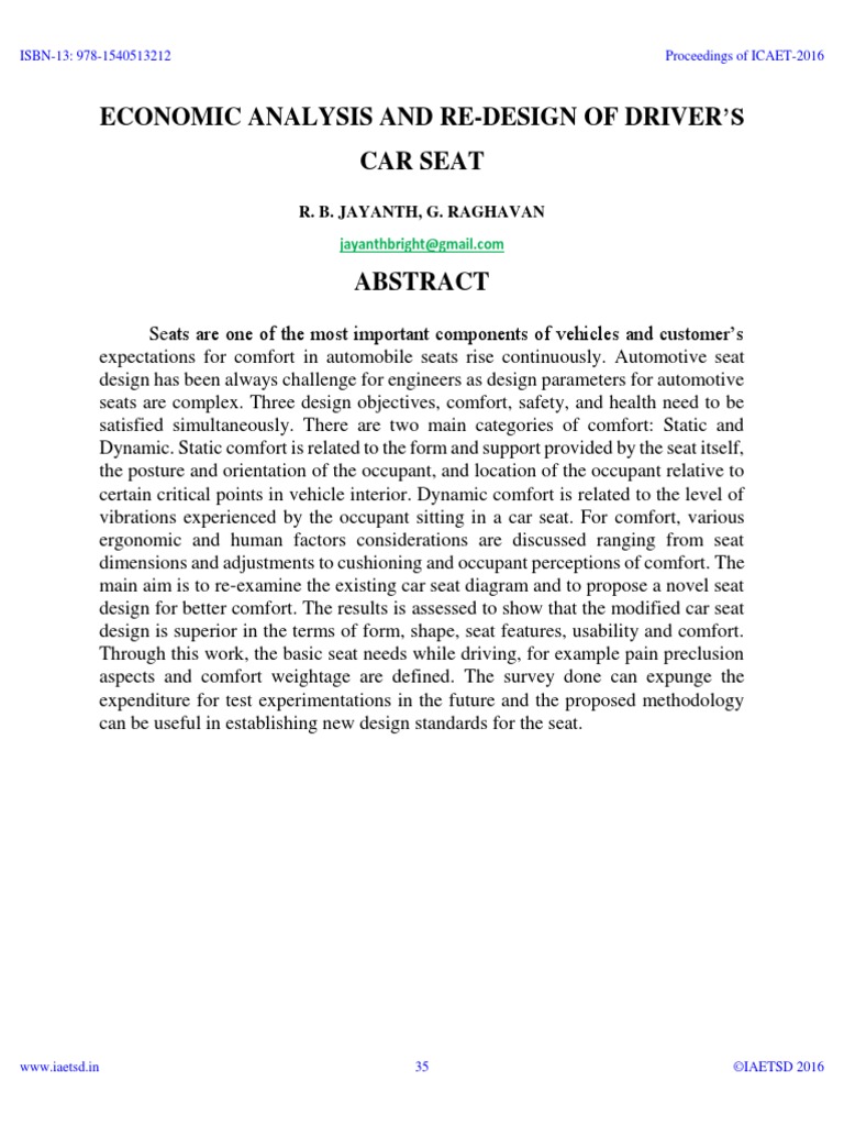 Iaetsd Economic Analysis and Re-Design of Driver's Car Seat | PDF