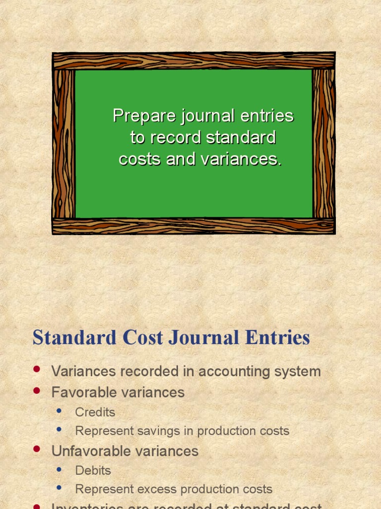 Standard Costing Journal Entries PDF Debits And Credits Cost Of
