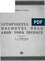 Miron Costin - Letopisețul Țării Moldovei Dela Aron Vodă Încoace PDF