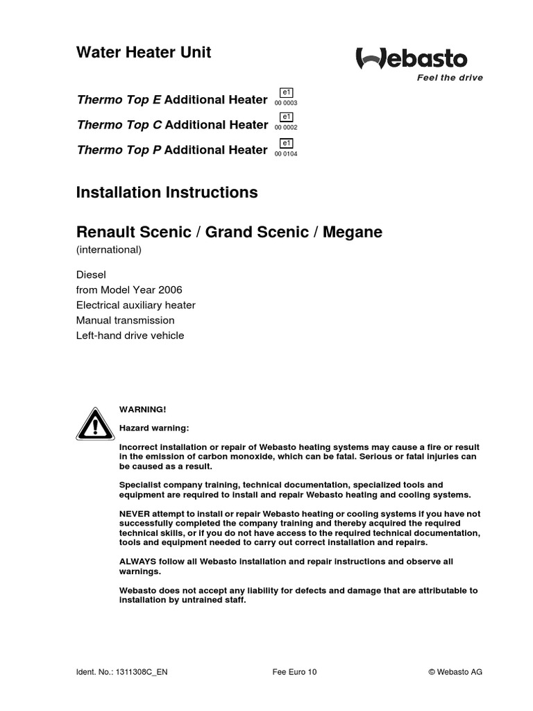 Webasto - Renault Grand Scenic 2006 1.5 D e | PDF | Hvac | Screw