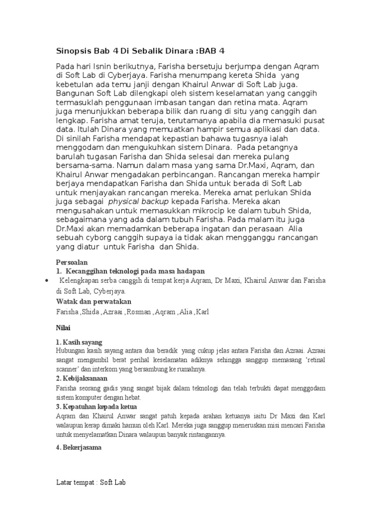 Sinopsis Bab 4 Di Sebalik Dinar Pdf