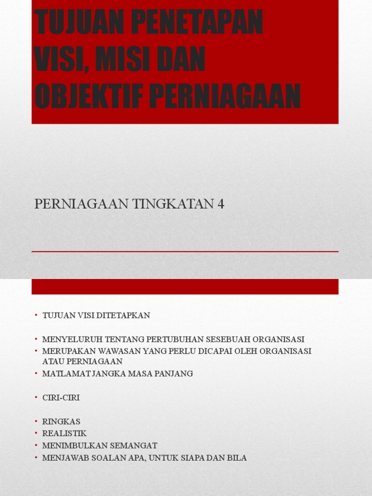 Tujuan Penetapan Visi, Misi Dan Objektif Organisasi  PDF