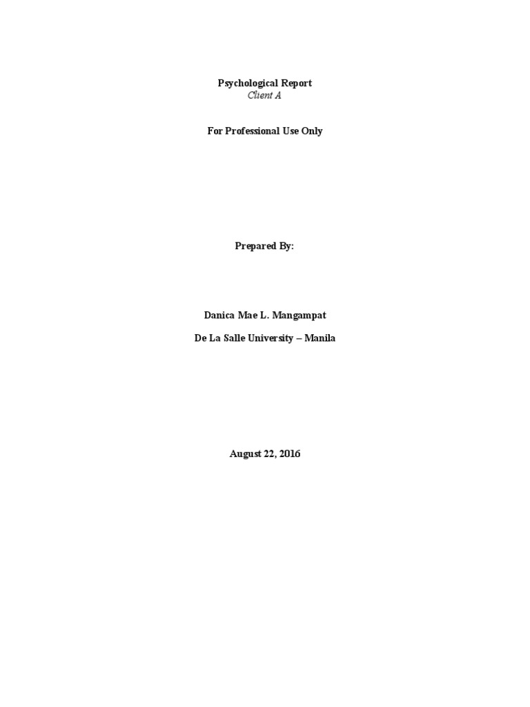 Psychological Assessment of Client A | PDF | Intelligence Quotient ...