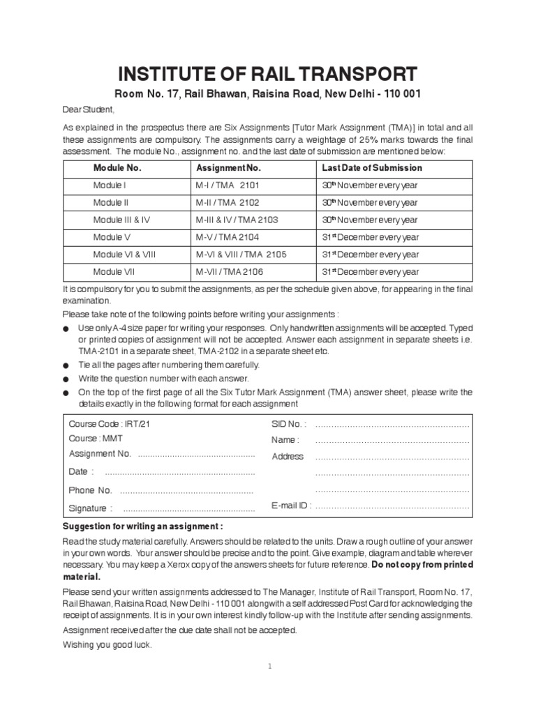 MMT Assignment PDF Cargo Transport