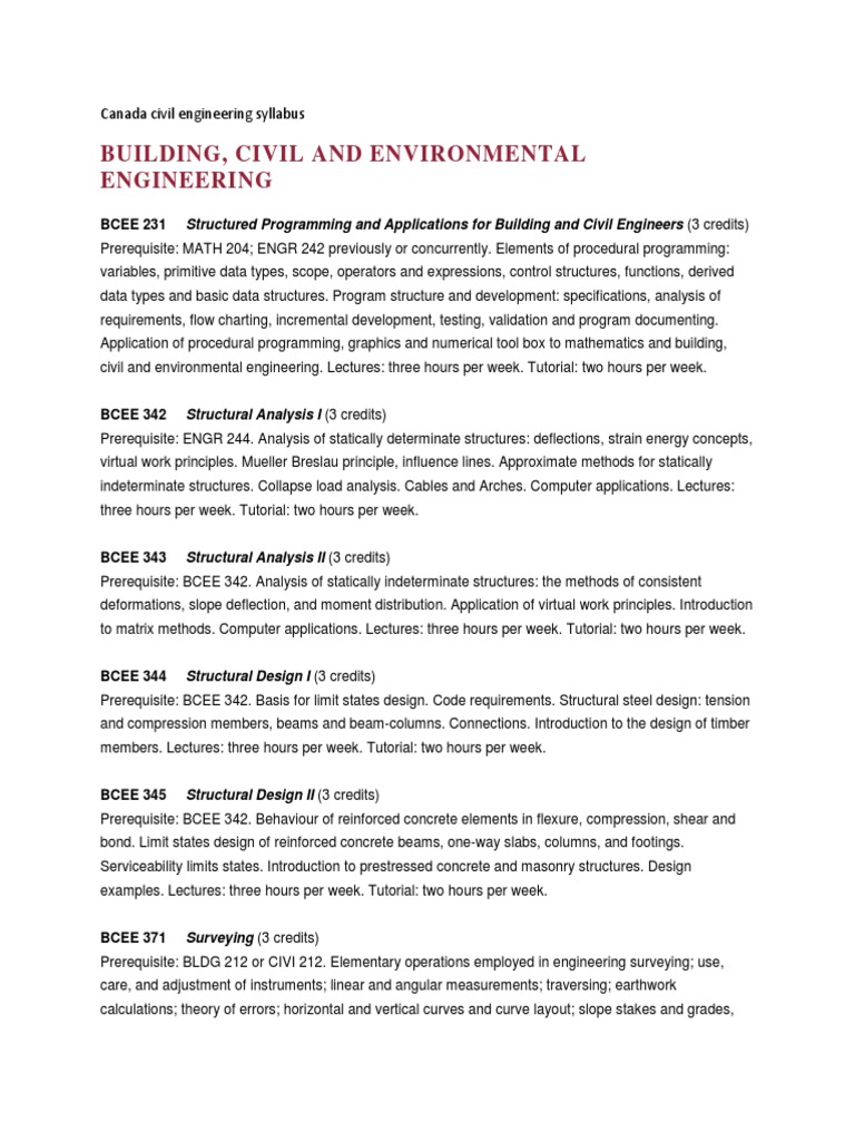 Civil Engineering Course Guide | PDF | Lighting | Sewage Treatment