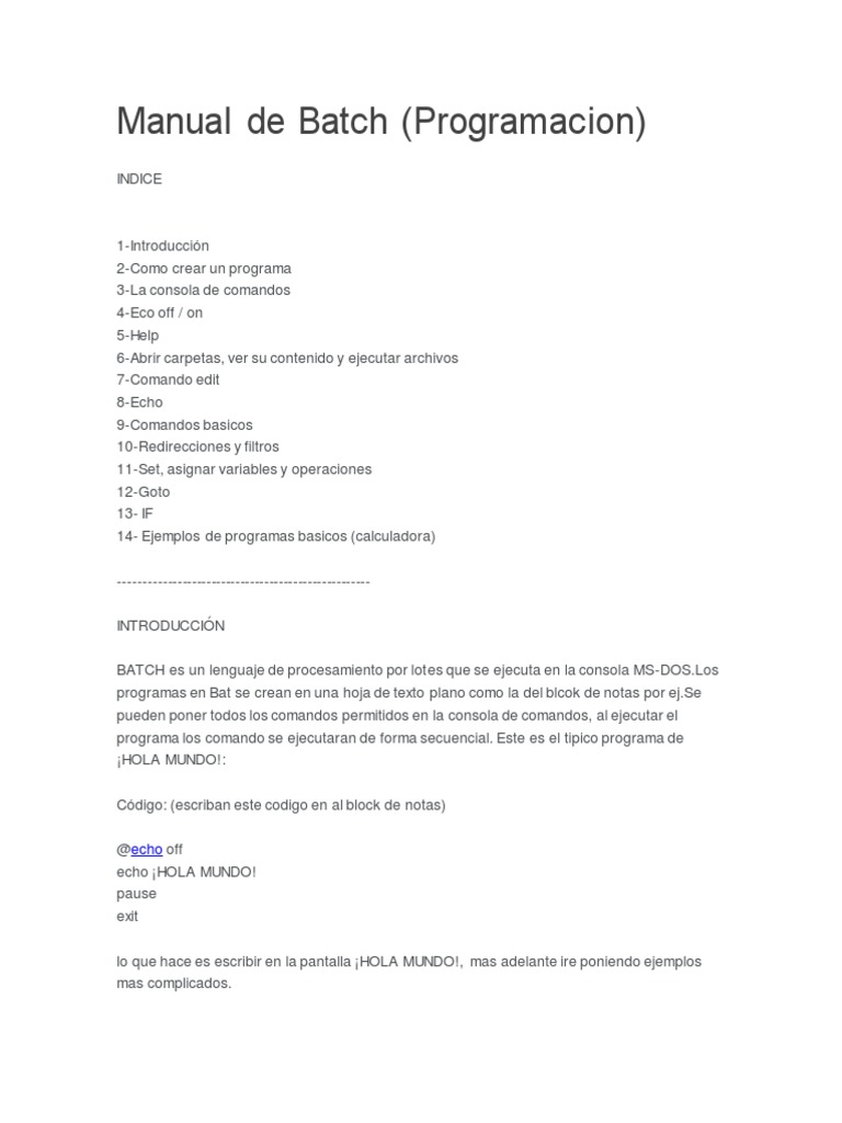 Manual de Batch | PDF | Gestión de datos | Datos de computadora