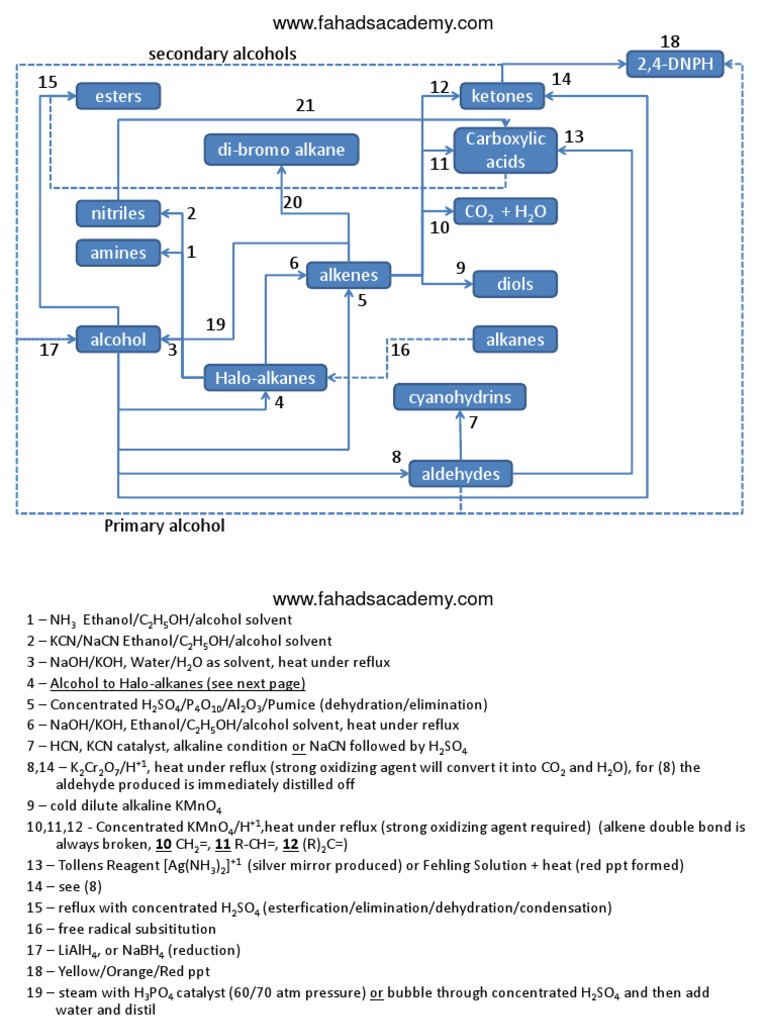 Organic Reaction Pathways Cheat Sheet PDF | PDF