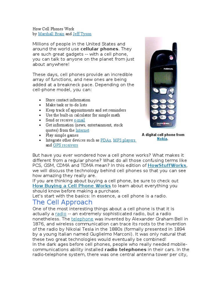 How Cell Phones Work Code Division Multiple Access Duplex