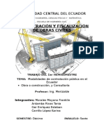 Clases de Contratos publicos para Construcción y Consultoria existentes en el Ecuador