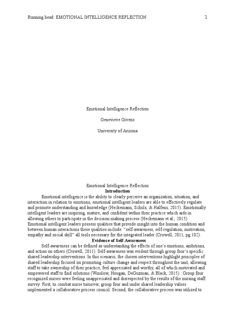 Emotional intelligence self-assessment paper picture