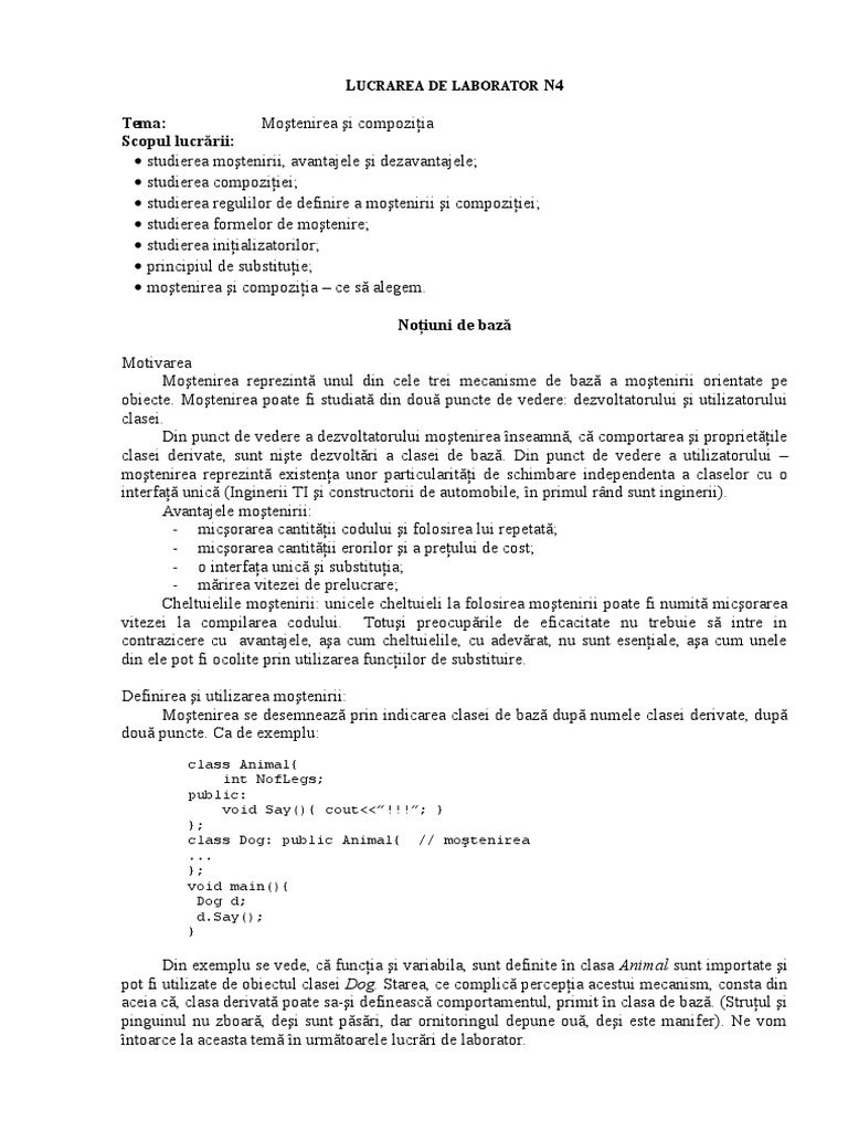 Programare C++ Laborator 4 Indrumar UTM | PDF