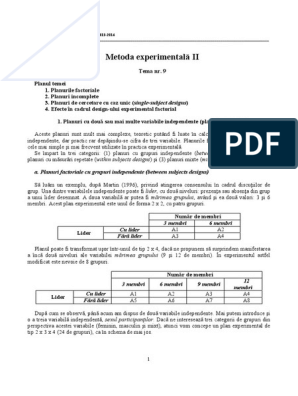 09 Metoda Experimentala II | PDF