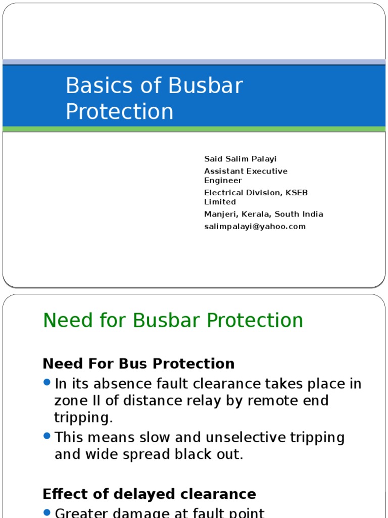 Overview of Busbar Protection Systems | PDF | Relay | Switch