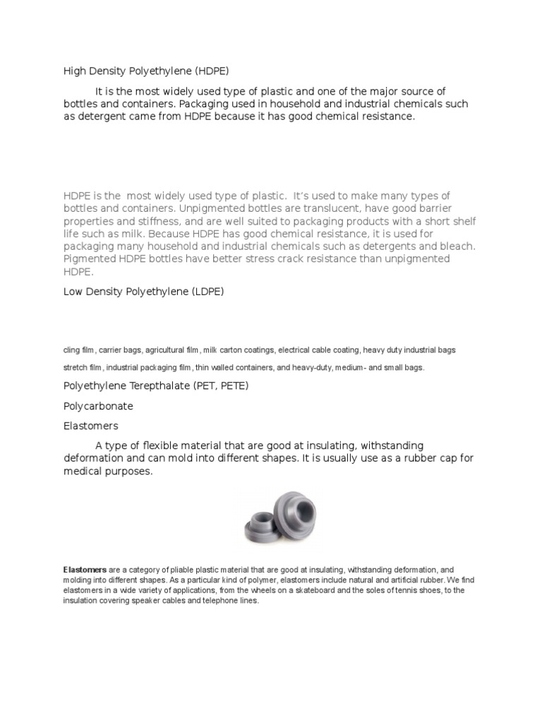 HDPE: Versatile Plastic for Packaging | PDF