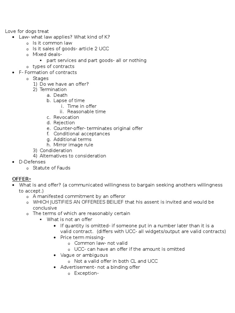 Contracts bar exam outline image
