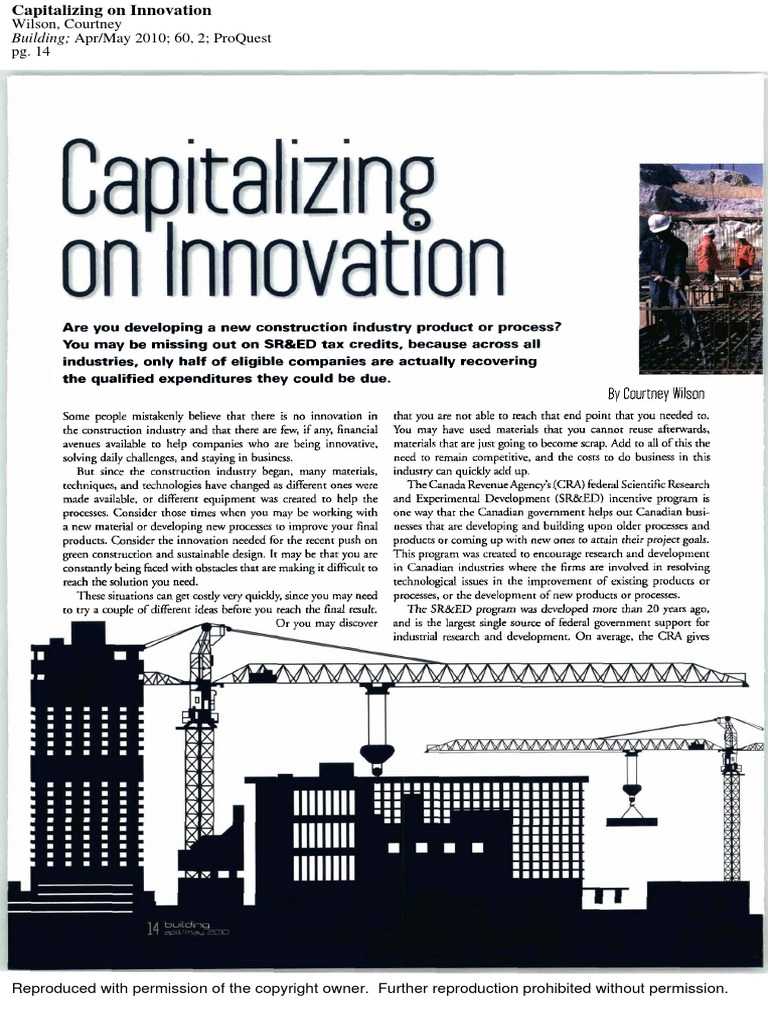 Capitalizing on Innovation in Building | PDF