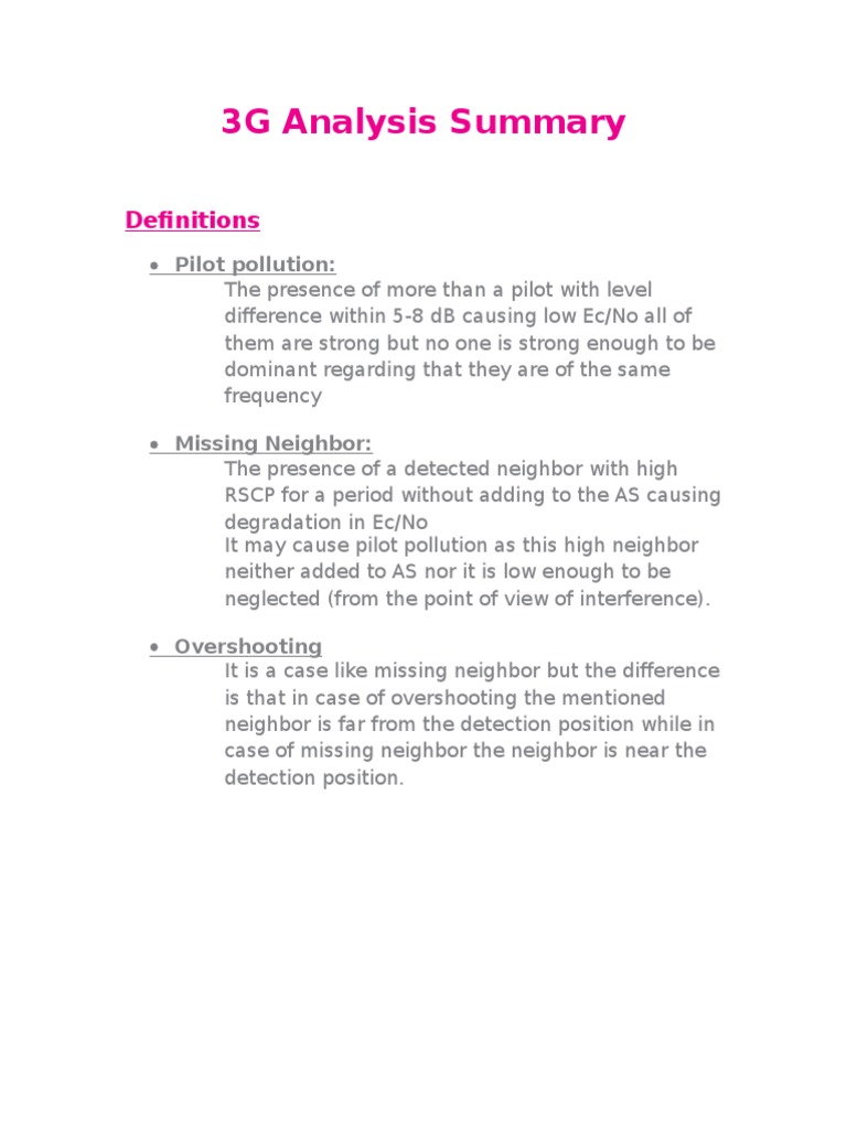 3G Network Analysis and Recommendations | PDF | Electronic Engineering ...