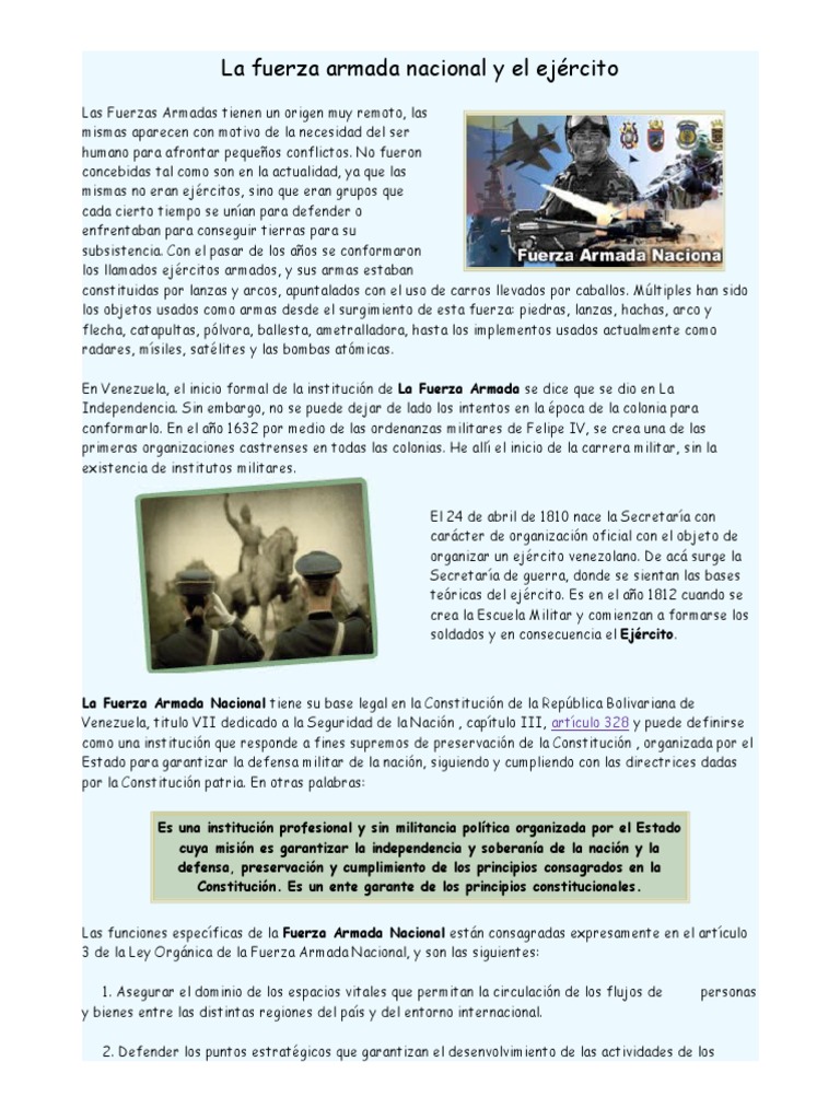 Evolución de la Fuerza Armada Nacional | PDF | Ejército | Militar