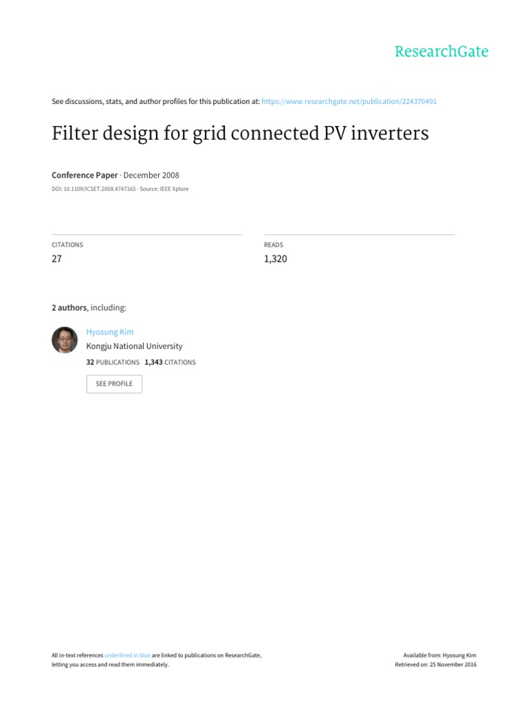 Filter Design For Grid Connected Inverters PDF Power Inverter