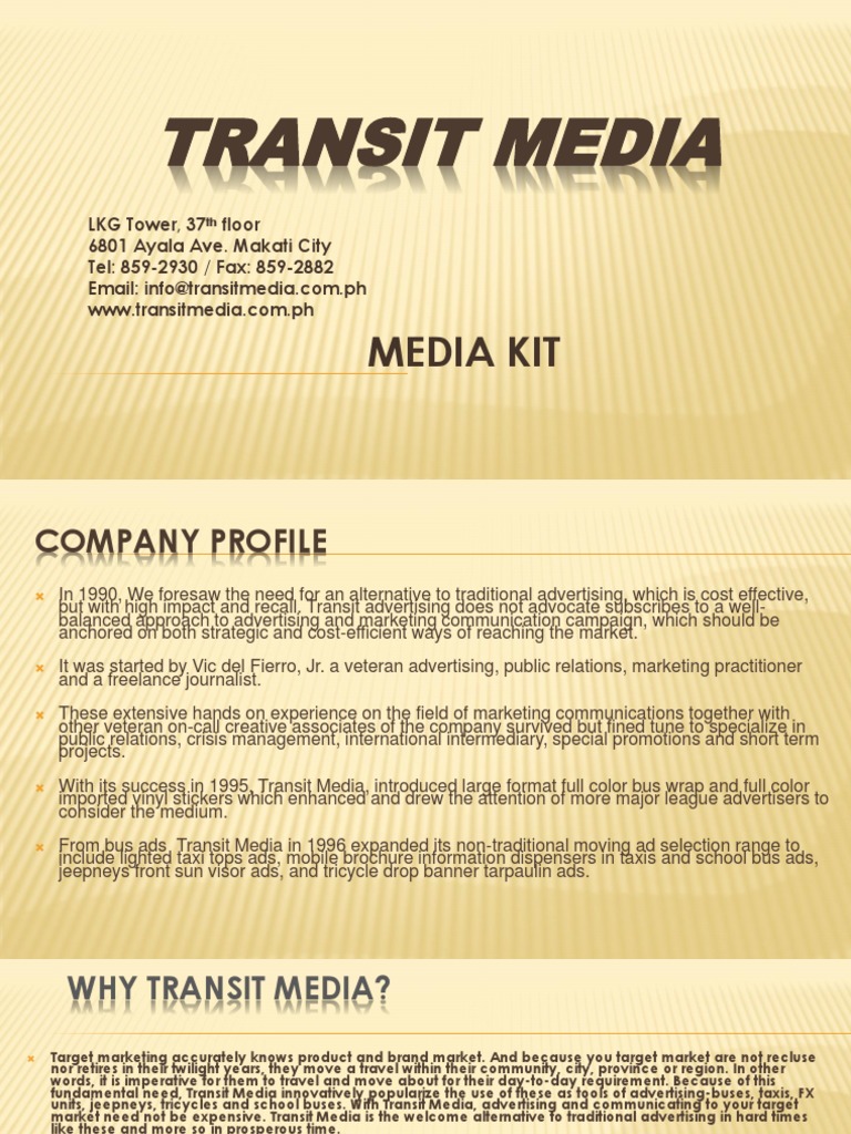 Transit MediaMEDIA KIT Metro Manila Advertising Free 30day