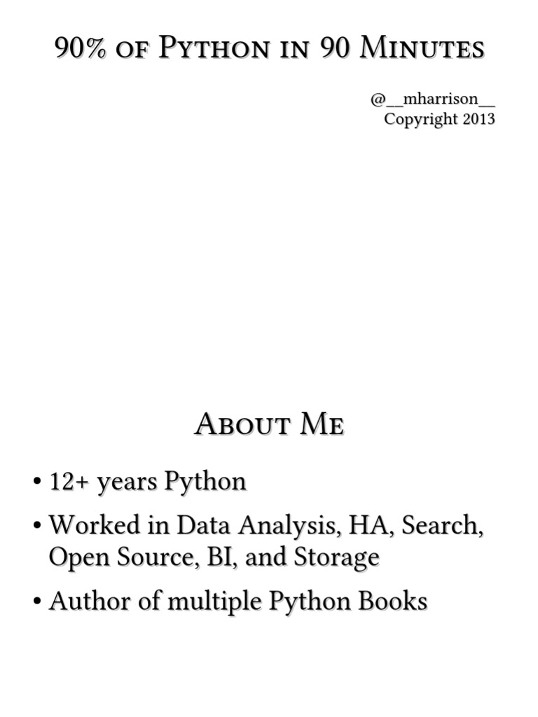 90% of Python in 90 Minutes - Matt Harisson | PDF | Boolean Data Type ...