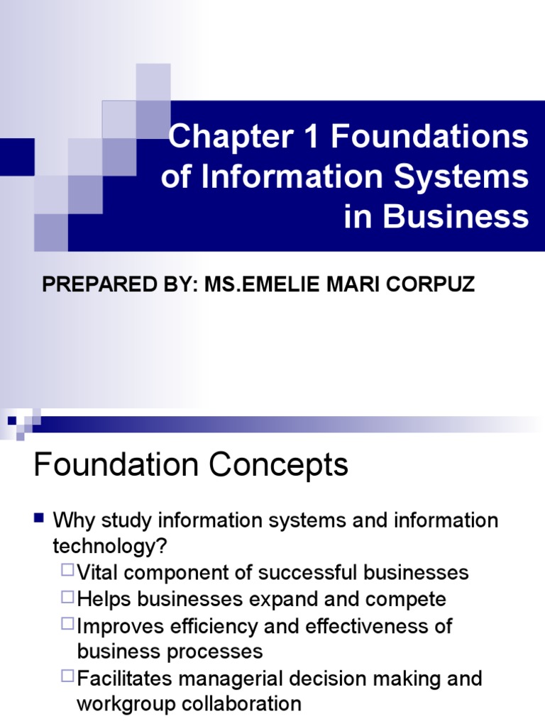 Chapter 1 Foundations of Information Systems in Business: Prepared By ...
