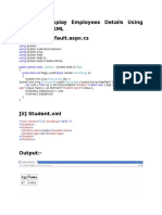 Aim:-2) Display Employees Details Using Linkview To XML Code: - (I) Default - Aspx.Cs