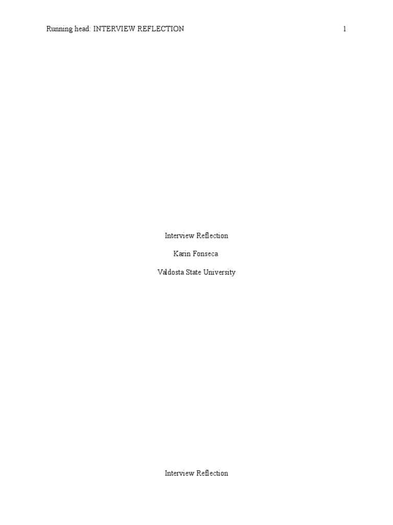 Insights from an Interview Reflection | PDF