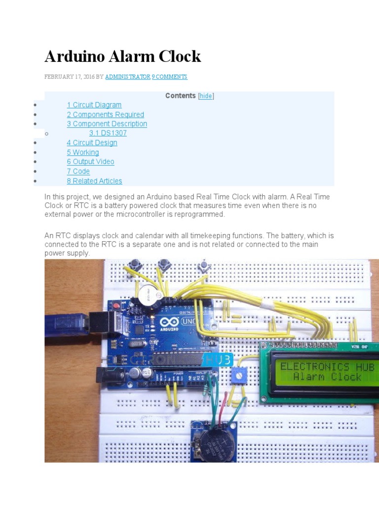 Arduino Alarm Clock | PDF | Electrical Engineering | Computing