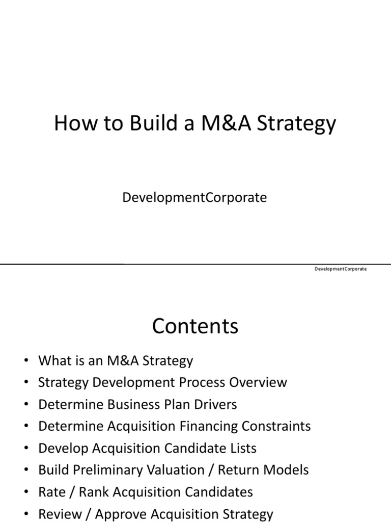 Building an Effective M&A Strategy | PDF | Mergers And Acquisitions ...