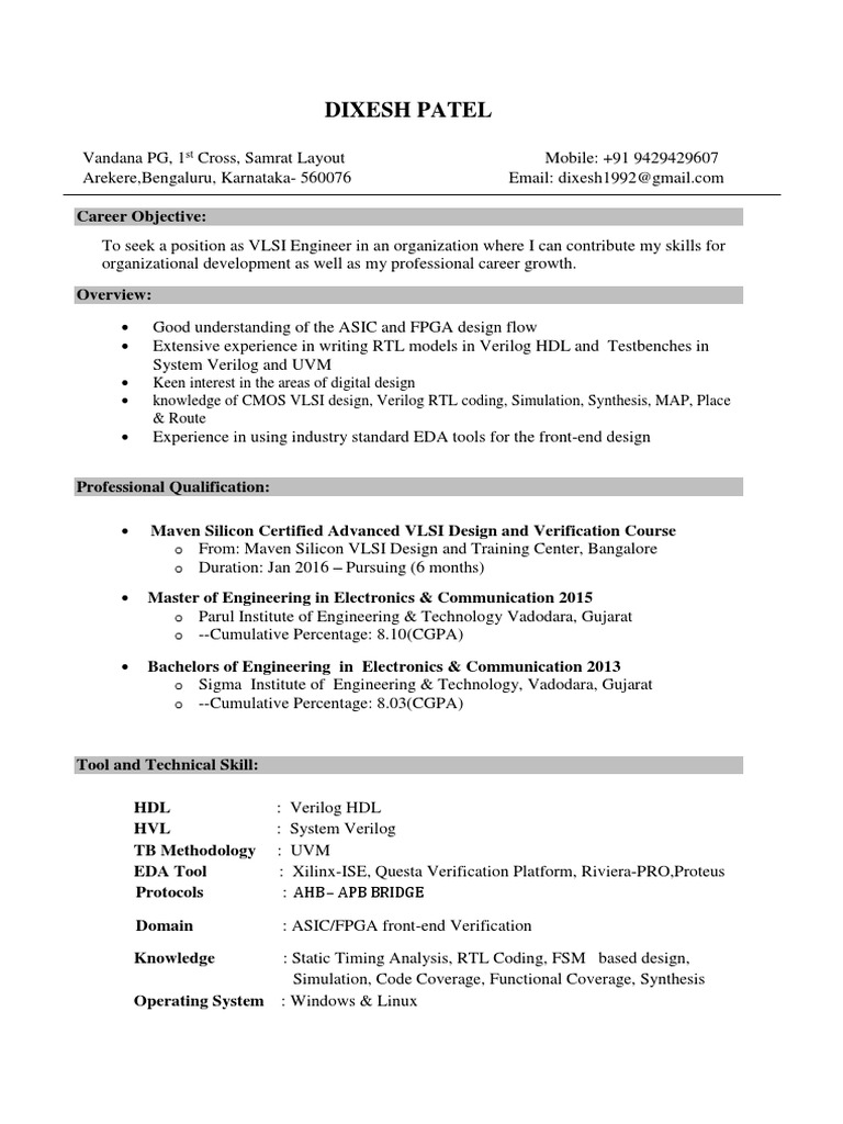 Dixesh Resume Lenguaje De Descripción De Hardware - 