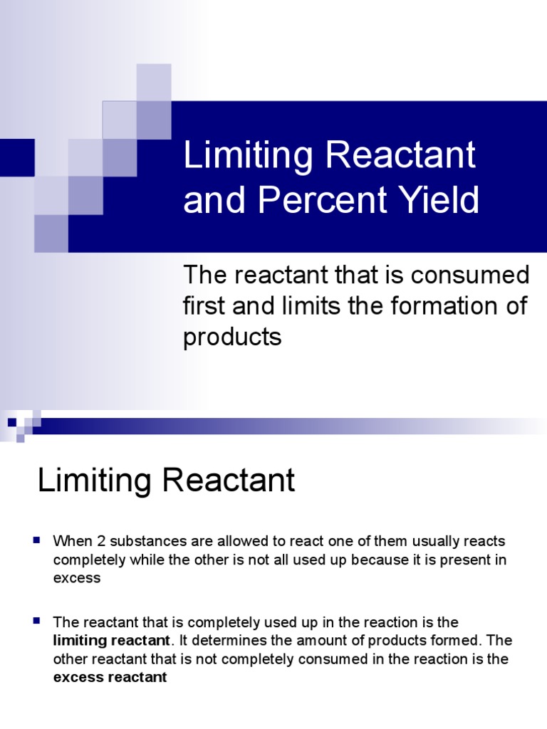 Limiting Reactants and Percent Yield Explained | PDF | Unit Processes ...