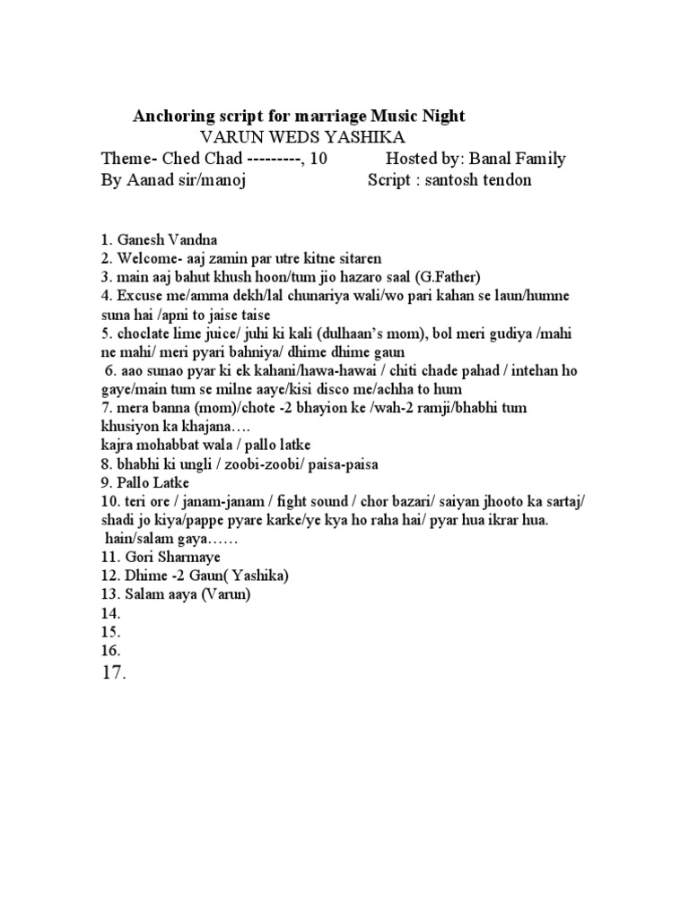 Wedding Anchoring Script In Hindi