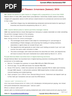 Banking Finance Awareness 2016 Jan Oct By Affairscloud 1