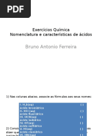 Exercícios Química - Ácidos